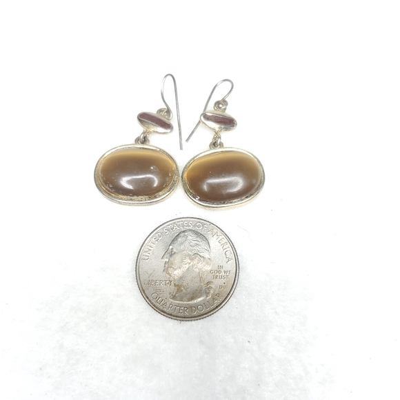 Gold Tan Bead Pierced Earrings - Picture 5 of 7